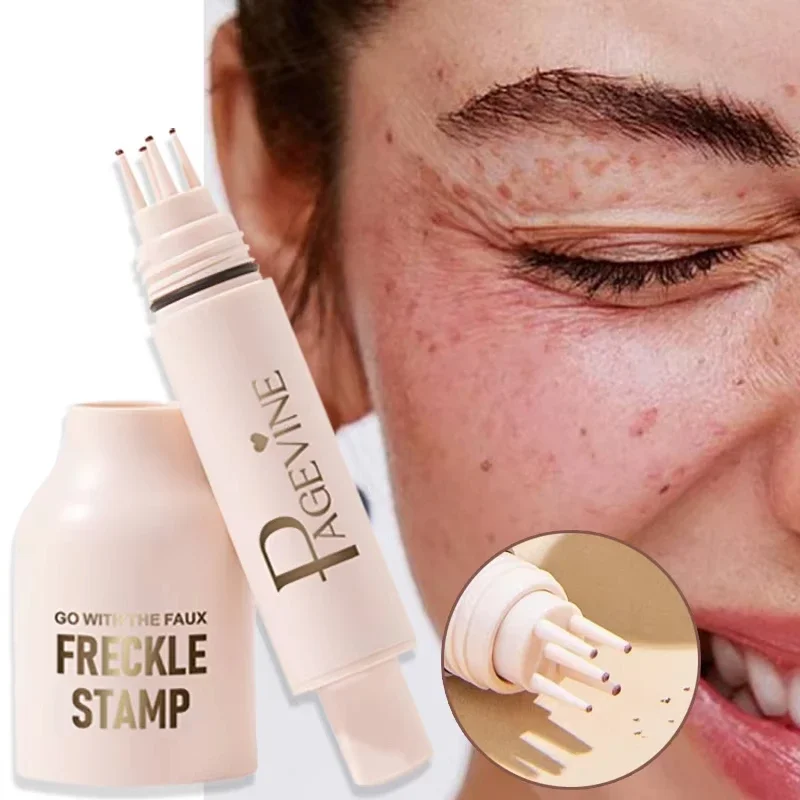 Face Faux Freckles Stamp Pen Makeup Natural Look Dot Spot Moles Pen Waterproof Quick-Dry Light Lifelike Freckles Pen Makep Tool
