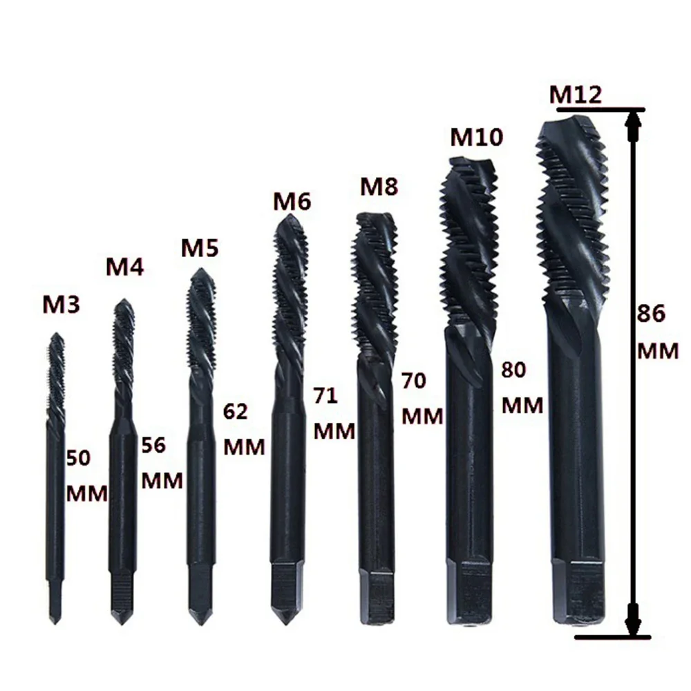 STONEGO 5PCS/7PCS Spiral Thread Tap Screw HSS 6542 Nitriding Coated Spiral Point Thread Metric Drill Bits M3/M4/M5/M6/M8/M10/M12