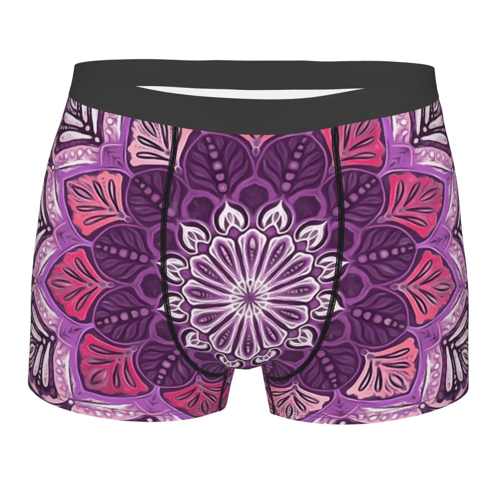 Boho Mandala in Deep Purple Print Men Underwear Boxers Men Novelty Underpant Breathable Printed Male Underpants Man Boxer Briefs