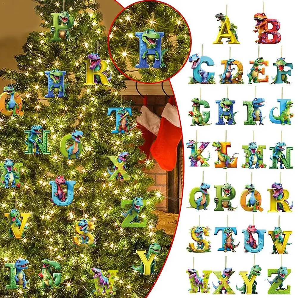 

Christmas Dinosaur Acrylic 26 Letters Christmas Dinosaur Ornaments Acrylic A To Z Ornament Letters Chandelier Chain Cover