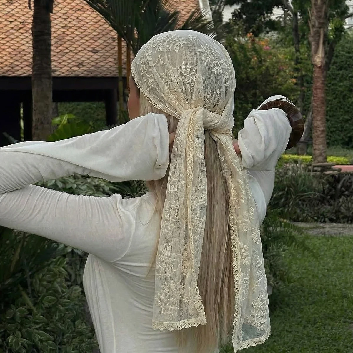 

Женская шаль с кисточками и цветочным кружевом, модные свадебные головные платки, аксессуары для фотосессий весна-лето 2026