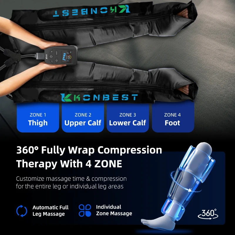 Sport Injury Customized Handhold Rechargeable Air Compression Recovery Boots Foot Leg Pressure Pressotherapy Massager
