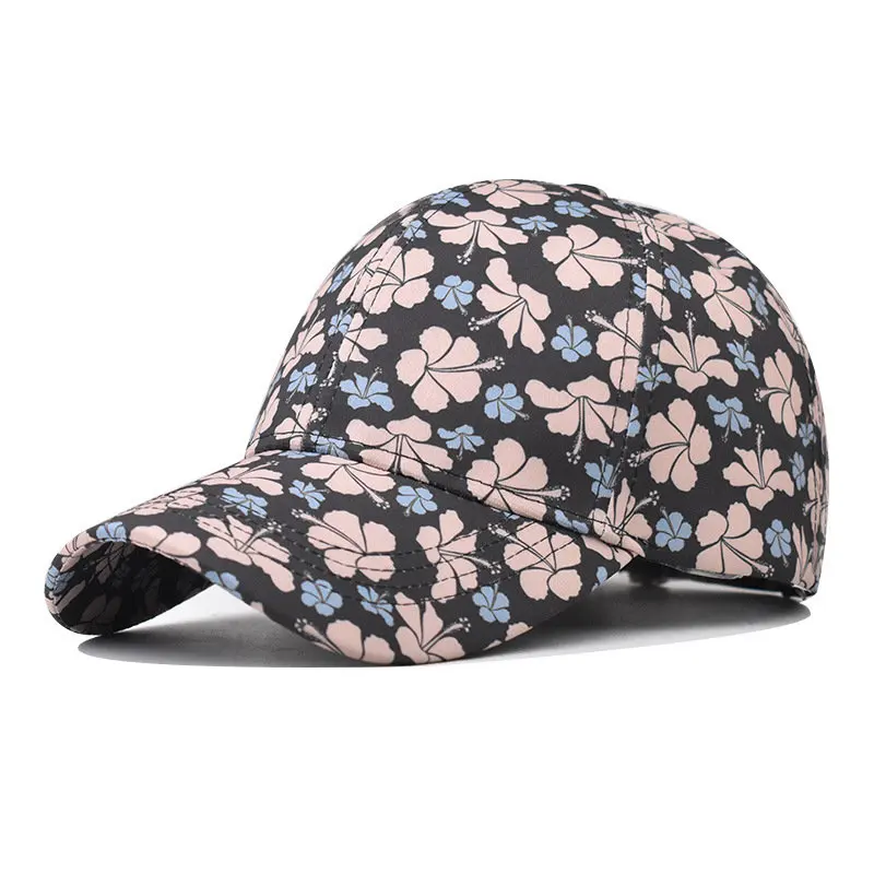 2023 Four Seasons Polyester Flower Print Casquette Baseball Cap Adjustable Outdoor Snapback Hats for Men and Women 234