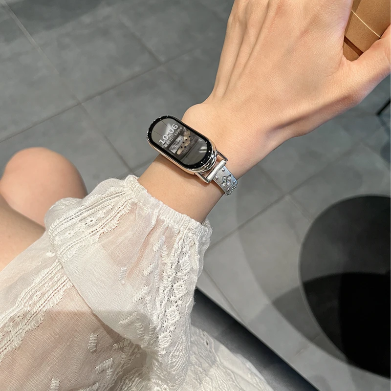 金属ストラップシャオ mi バンド 9 女性時計バンドシャオ mi バンド 8 スポーツコレアブレスレットスマートウォッチアクセサリー