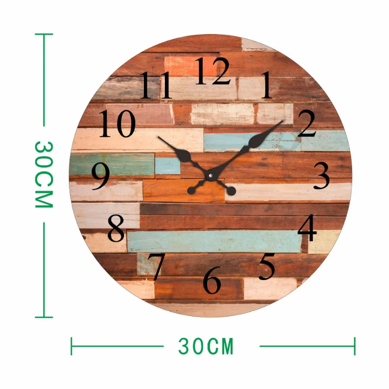 Retro Home Decoration Wooden Clock Living Room Bedroom Alarm Round House Kitchen Wooden Clock Living Room Decoration LQQ99YH