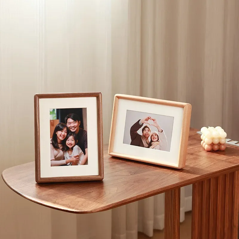 Solid Wood 6/7/8/10inch A4  Photo Frame Teak Desk Mortise and Tenon Frame, High-Quality Walnut Picture Frame Home Decor Gifts