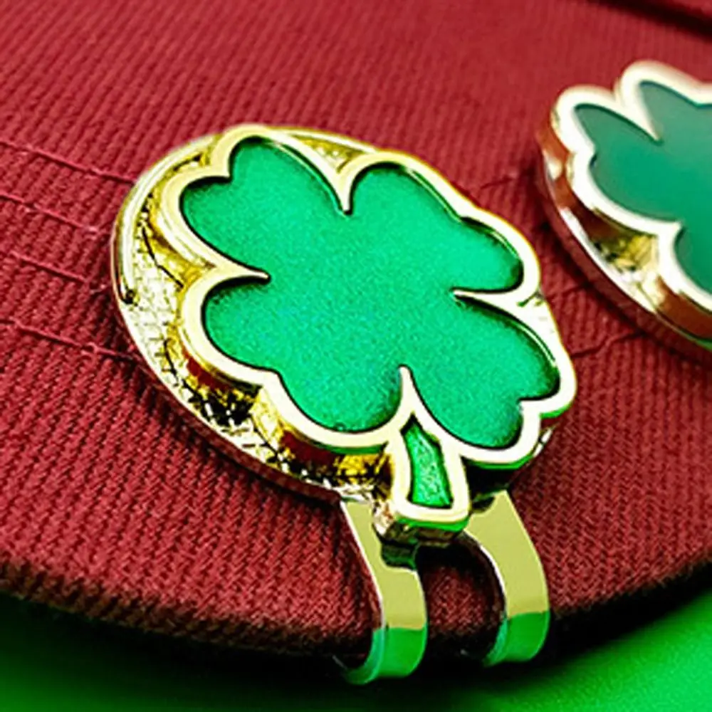 Hat Clip Lucky Grass Ball Token Ball Coin Mark Golf Accessories Golf Hat Clip Golf Ball Marker Golf Cap Clip Four Leaf Clover