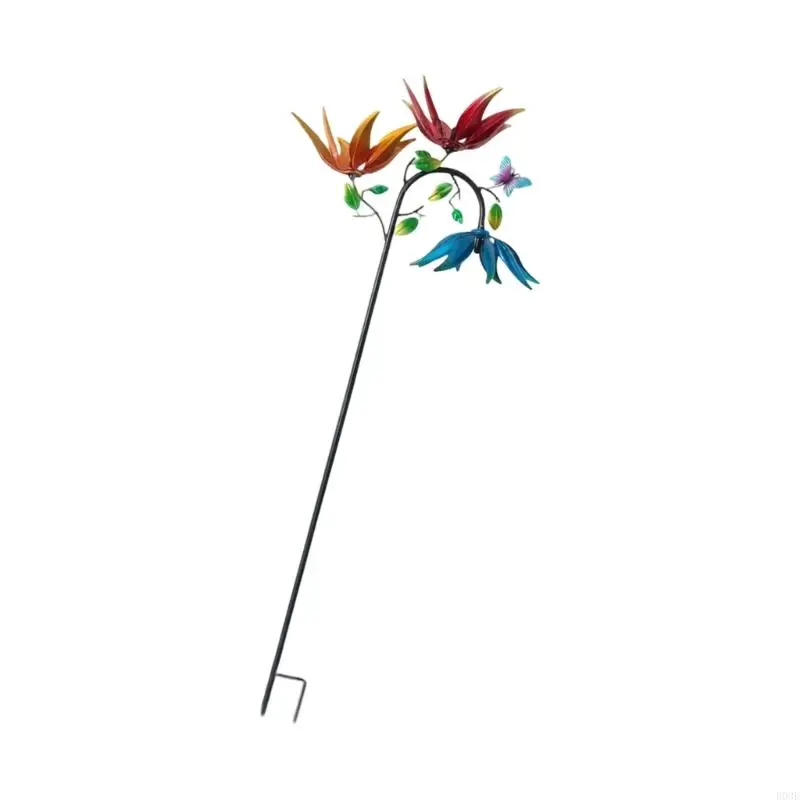Metall-Garten-Windradpfahl, 30 x 95 dreirädriges Eisen-Yard-Stück mit Bodeneinsatz für Rasen- und Blumenbereich B03E – Detail 8