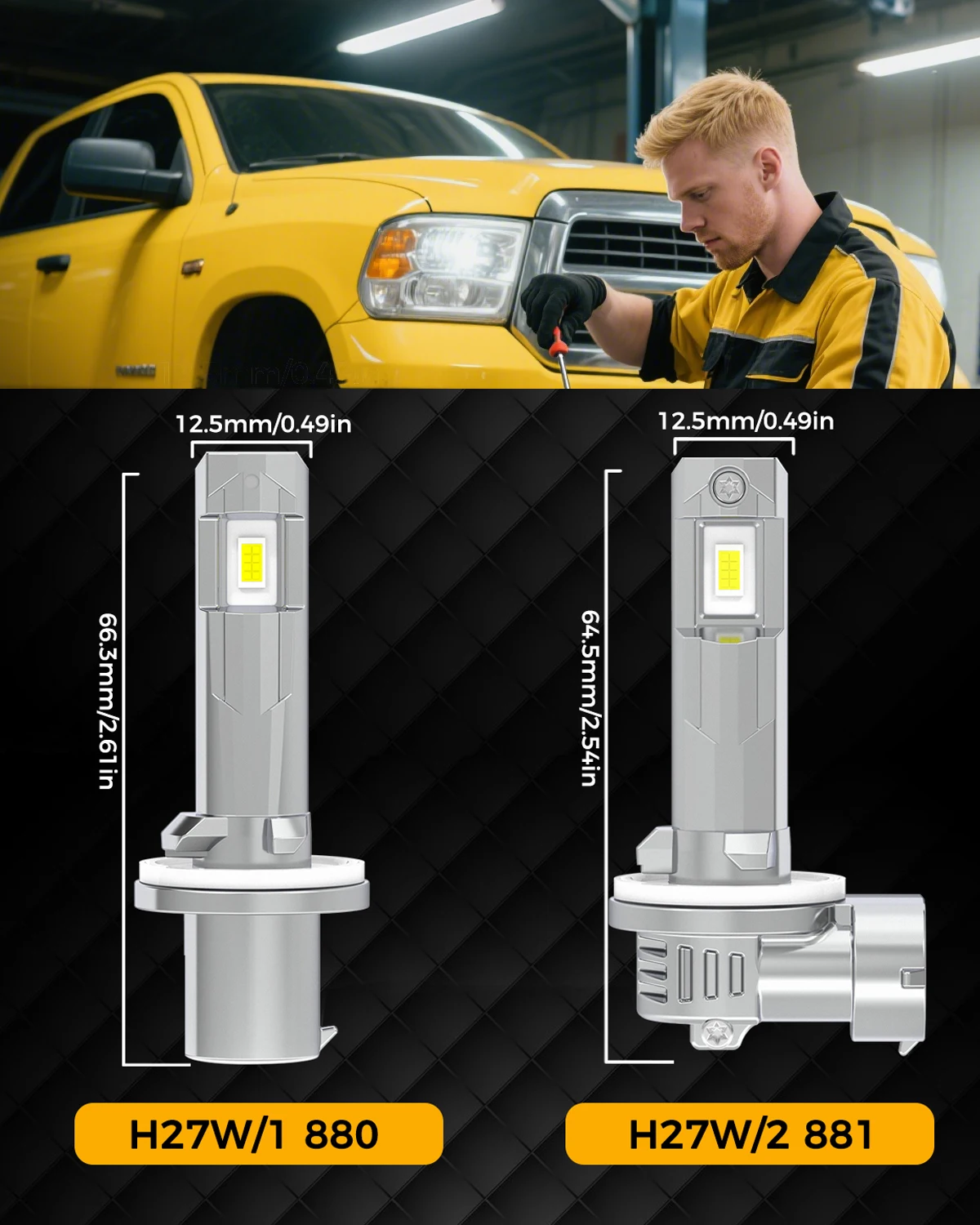 BMTxms 2PCS H27 H27W 880 881 LED Fog Lights For Hyundai Ssangyong KIA Daewoo H27W/1 H27W/2 H27W1 H27W2 Led Car DRL Lamp Bulb