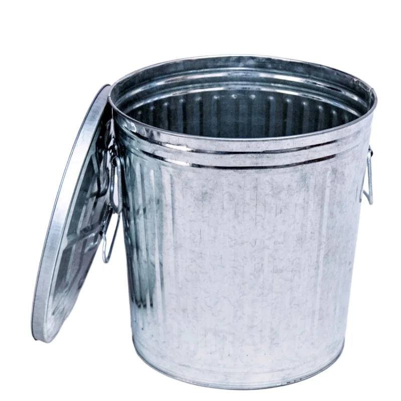 For Fireproof Trash Can Galvanized Bucket Marine Sanitation with Lid Round