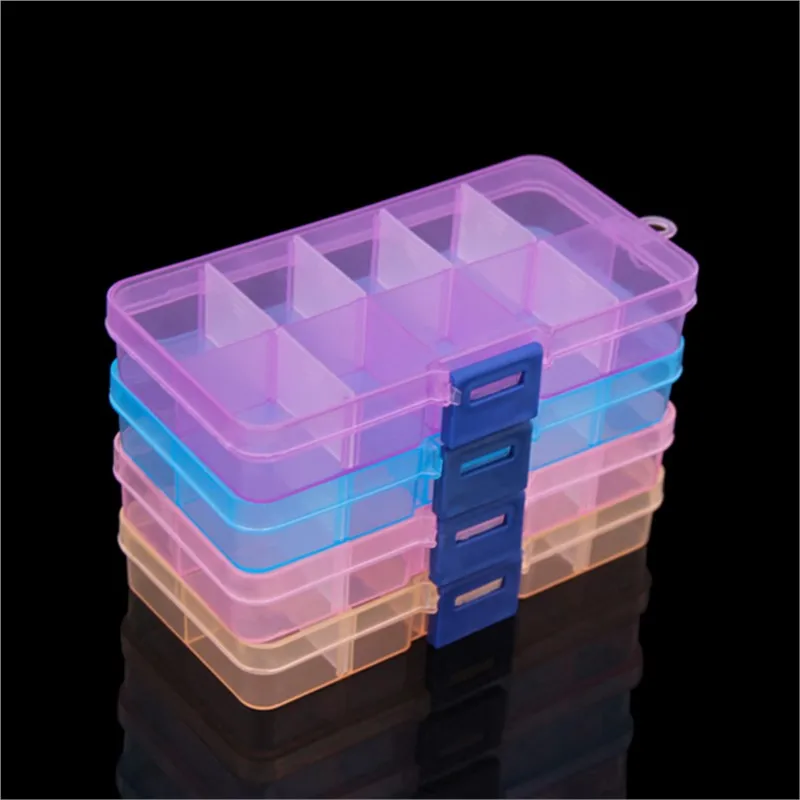 5pcs/lot Clear Colorful Plastic Nail Art Tips Organizer Makeup Case Storage Holder 10 Slot