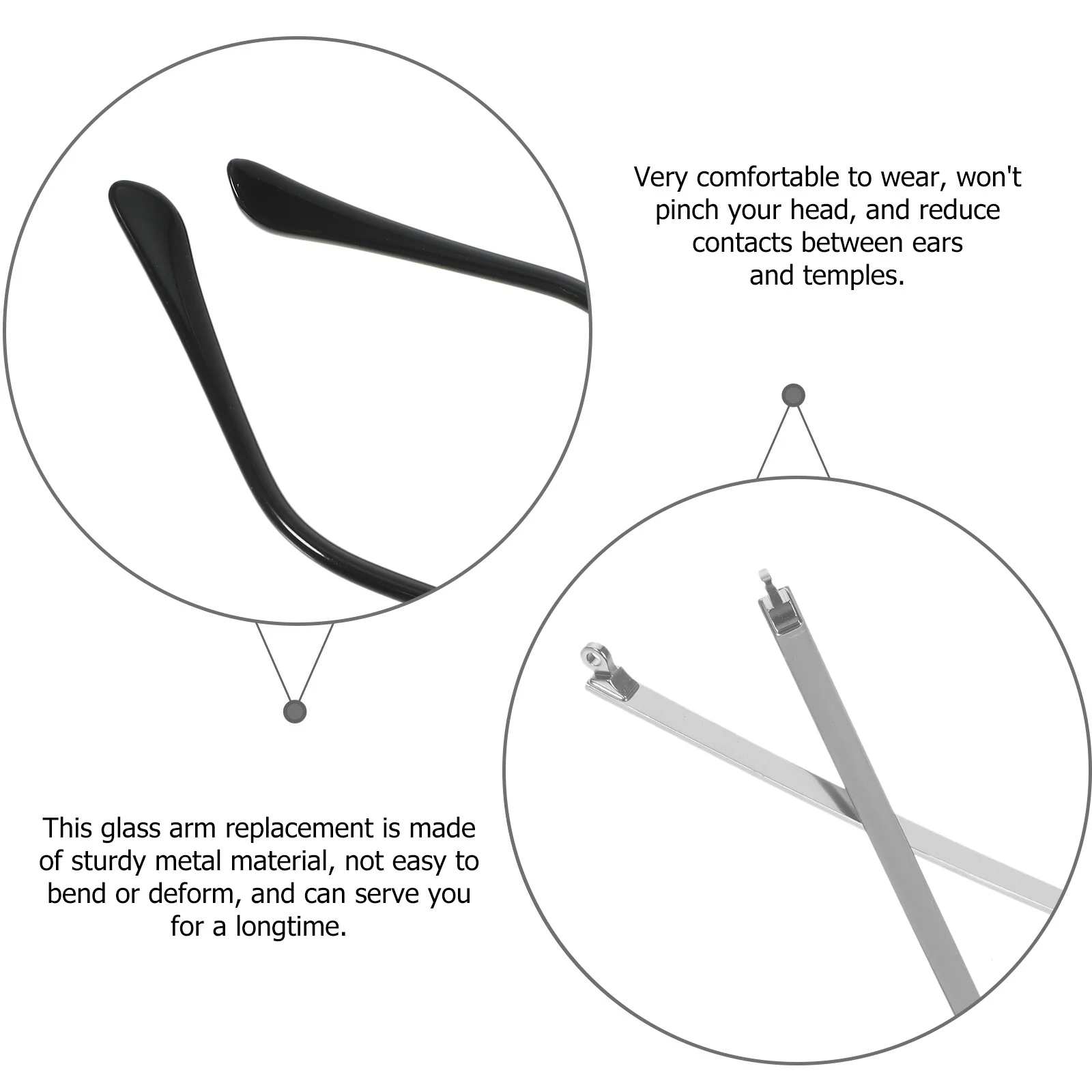 

1 Pair Metal Glasses Replacement Temple For Sunglasses Reading Eyeglasses Myopia Frames Durable Arm Legs Repair Parts