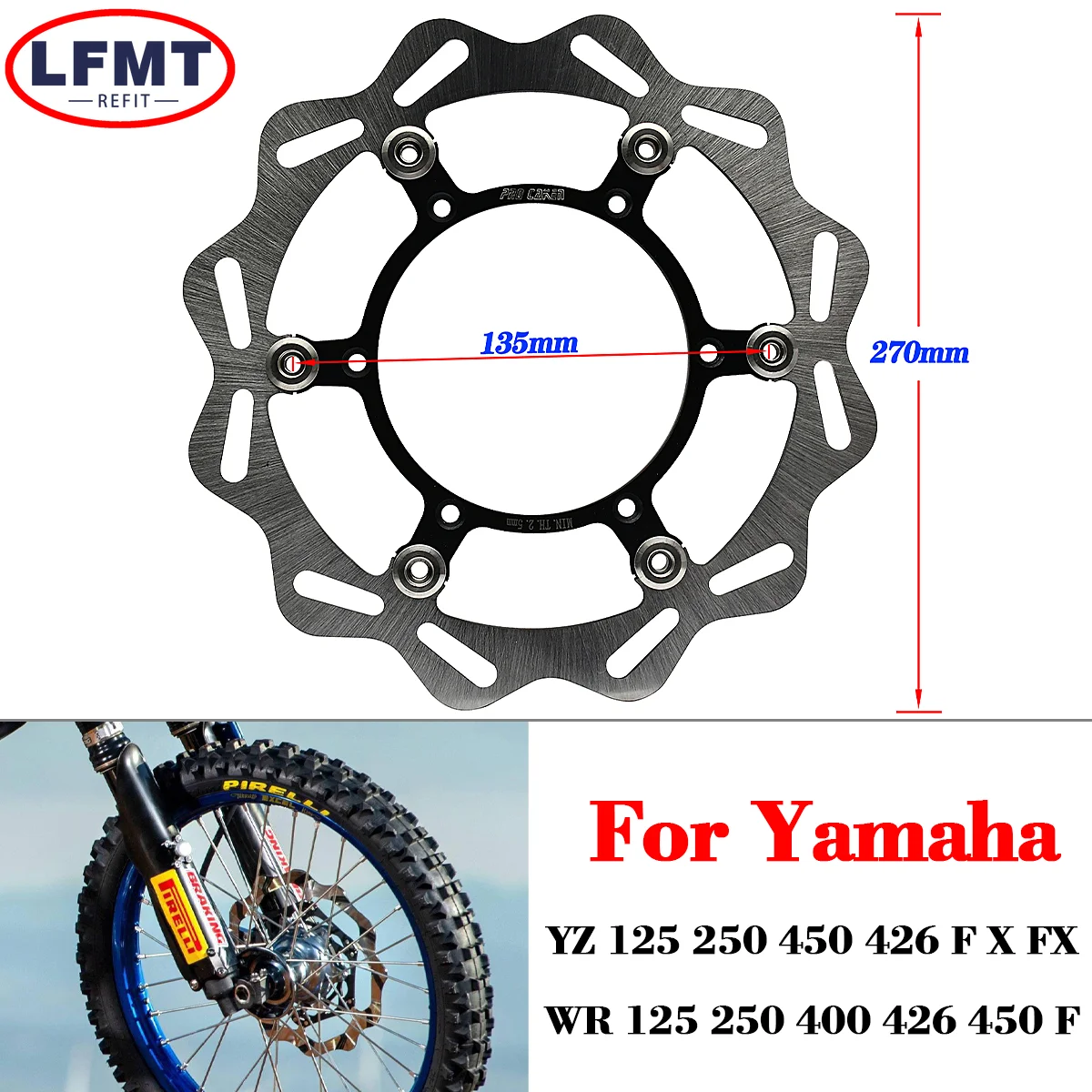 

270mm Motorcycle Front Rear Brake Disc Rotor Disk For Yamaha YZ250FX YZ450FX 2015-2018 YZ125X YZ250X YZ250F YZ450F WR250F 2021