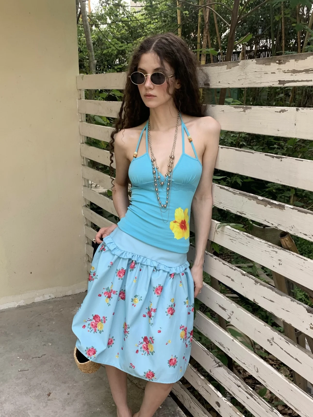 

Новый летний женский модный топ-жилет RunRunSweet Original Color Blo Slim Fit с бисерным цветочным узором и эффектом похудения, из смесового хлопка