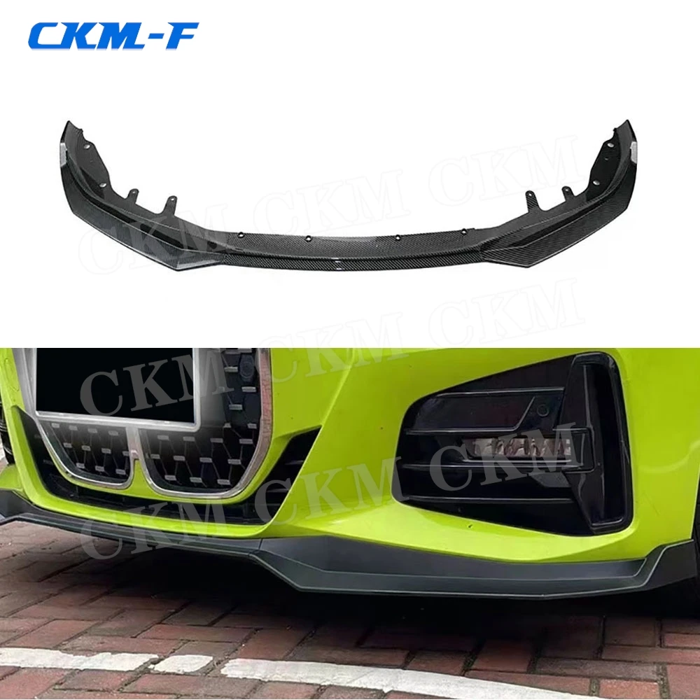 ABS Carbon Look 3PCS Car Front Bumper Splitter Lip Diffuser For BMW 4 Series G22 G23 M Sport 2021-2023 Spoiler Guard Body Kits