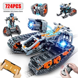 724pcs 4 in 1 City Technical Programming RC Car Robot Building Kit Stem Racing Car 6-16 Year Old Kids Bricks Toys for Boys Gifts