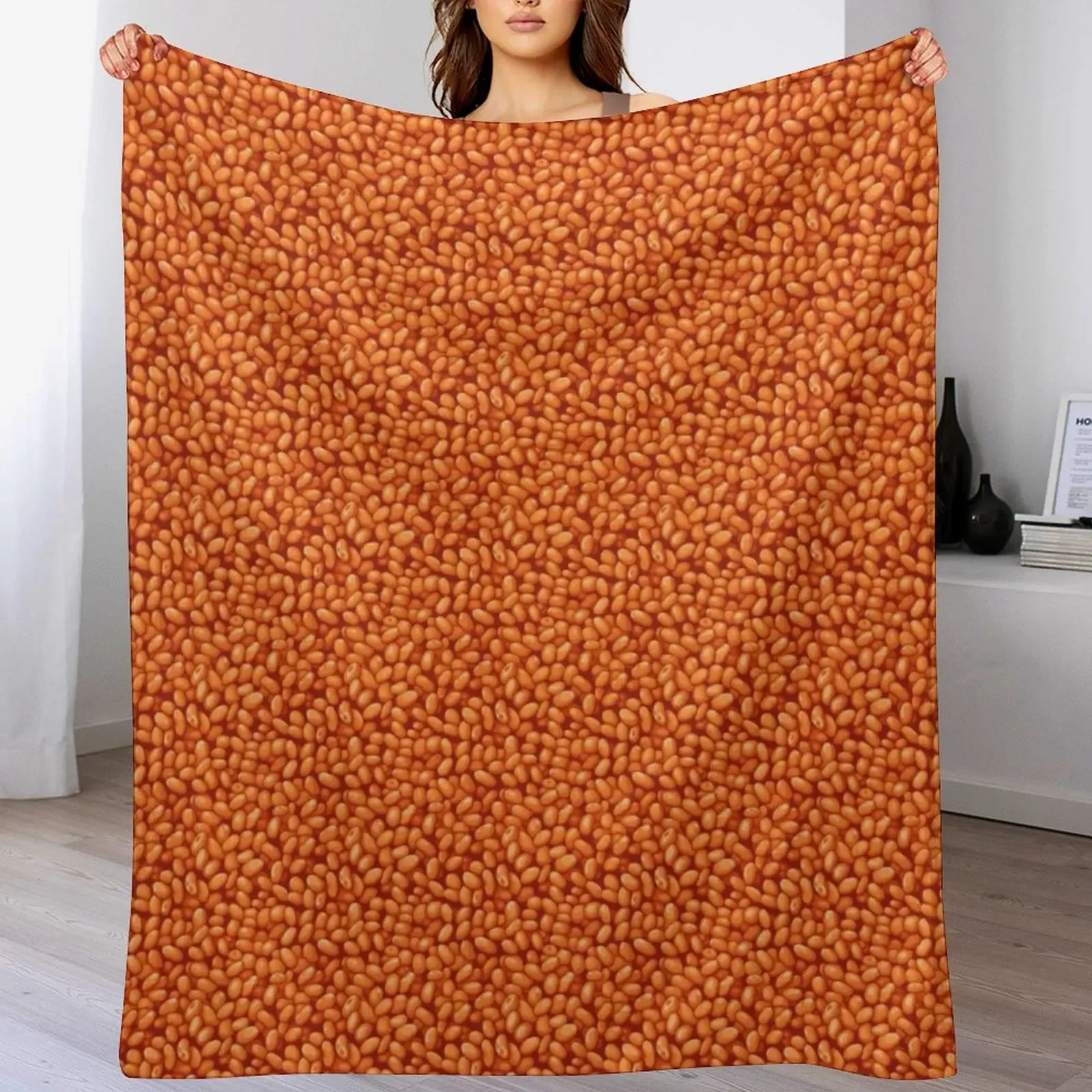 

Baked Beans Throw Blanket Heavy Plaid on the sofa Blankets