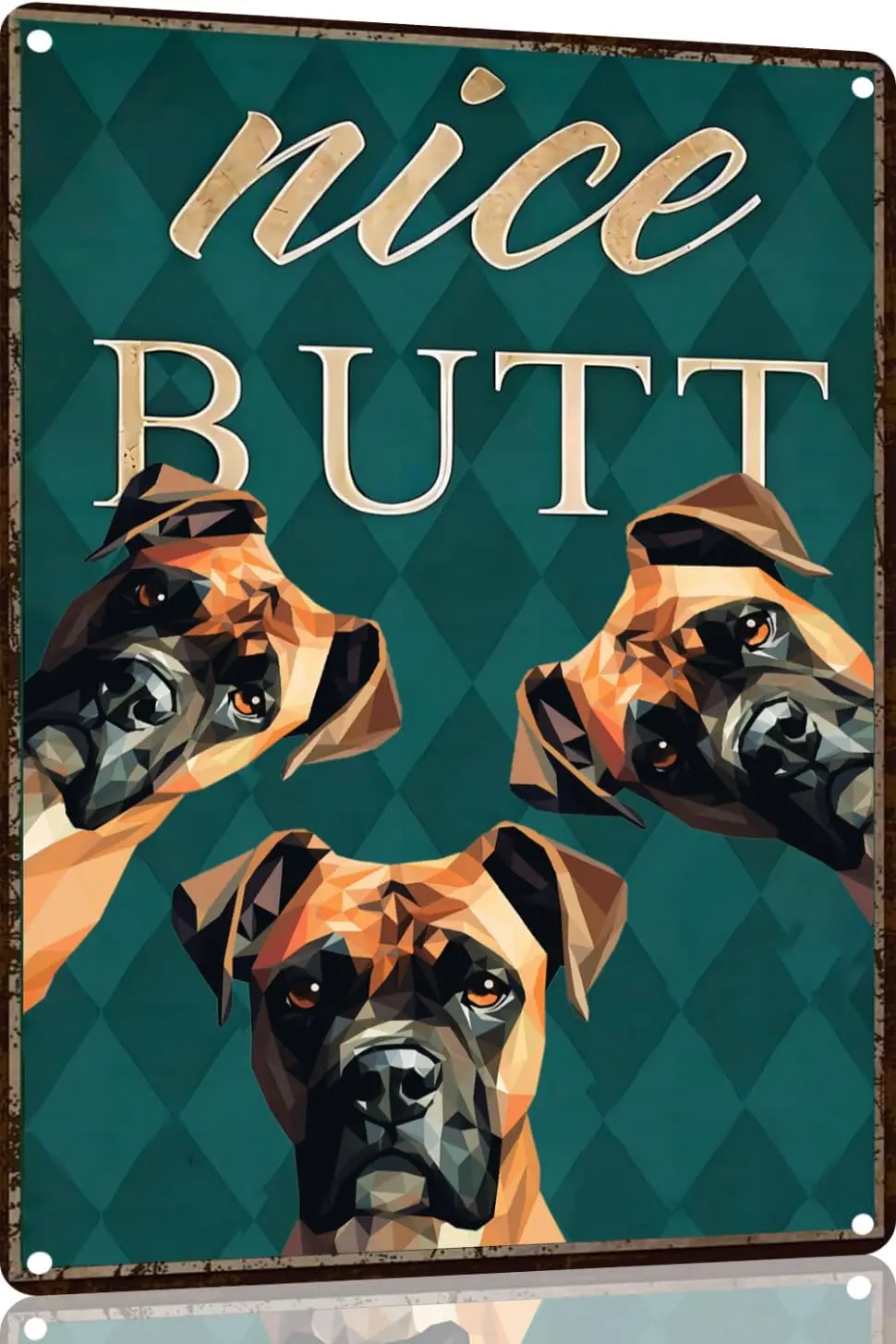 Boxer Dog 12x16 inch Nice Butt Sign Bathroom Decor- Dog Metal Poster Dog Lover Gift Art Funny Dogs Wall Art Decoration Retro Met