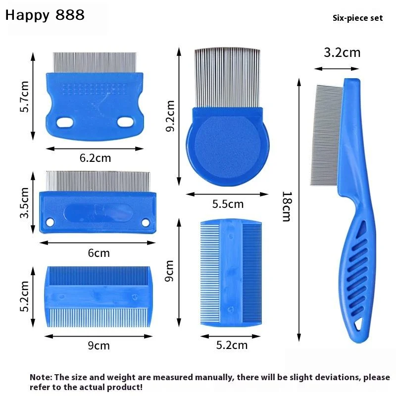 6Pcs/Set Stainless Steel Pet Flea Comb Fine Tooth Lice Groom
