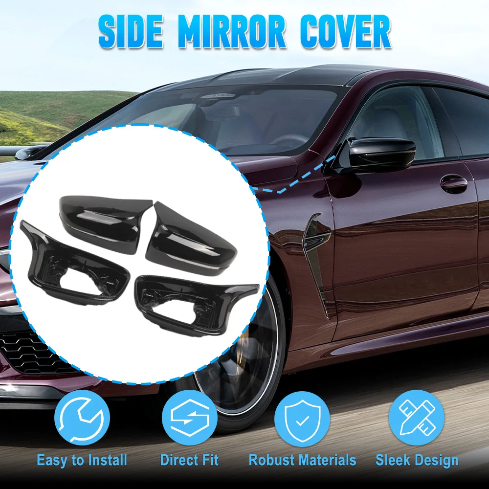 

4 шт. глянцевые черные накладки на боковые зеркала заднего вида для BMW F90 M5 F91 F92 F93 M8 51168064657 51168064658, левый руль