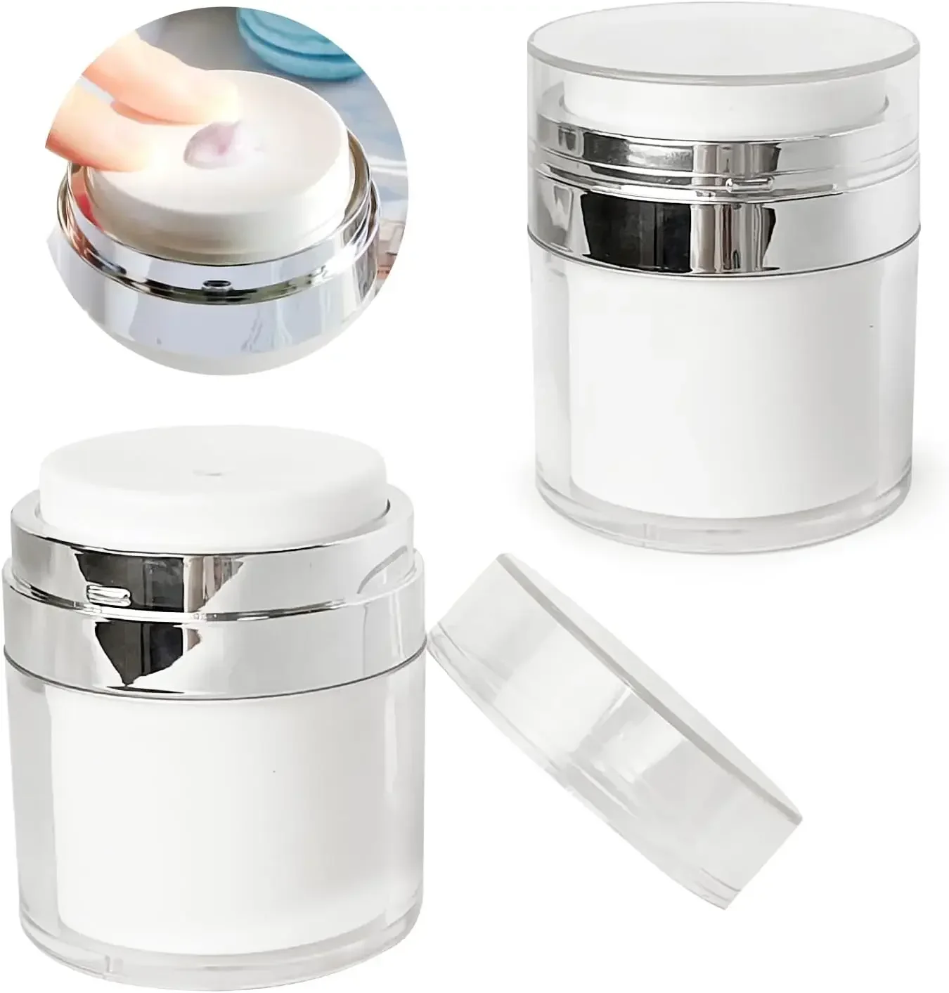 15 ml Airless leere Pumpdose, Cremeflasche, tragbare Größe, auslaufsicher, leer, Airless-Feuchtigkeitscreme, Gesichtscremespender für Reisen
