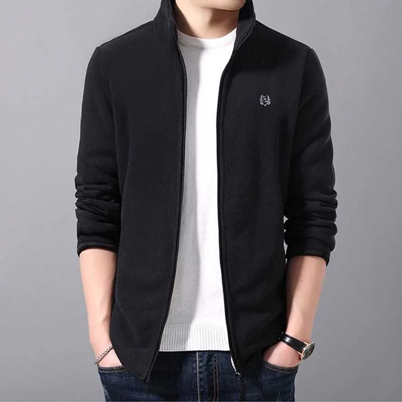 Fashion Stand Collar Zipper Embroidery Warm Coats Mens Clothing 2023 Winter Loose Casual Tops All-match Solid Color Jackets