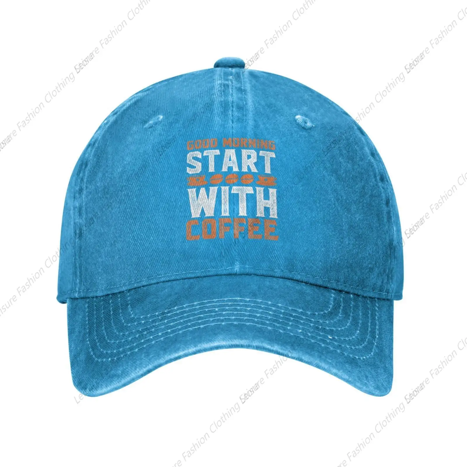 

Good Morning Start with Coffee Baseball Cap for Men Women Hats Denim Trucker Caps Dad Hat