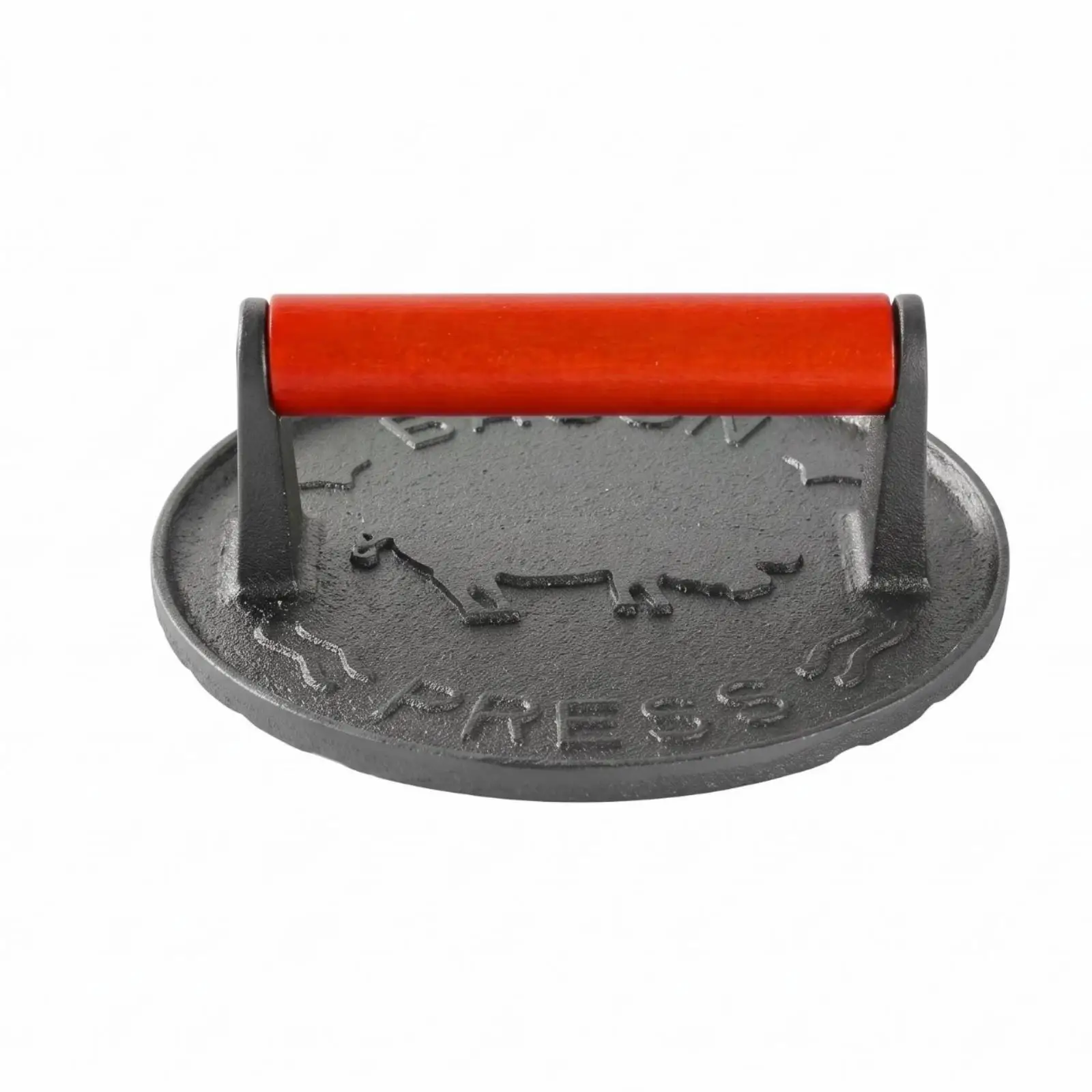Cast Iron Burger Press Textured Surface Handheld Grill Press Dark Gray