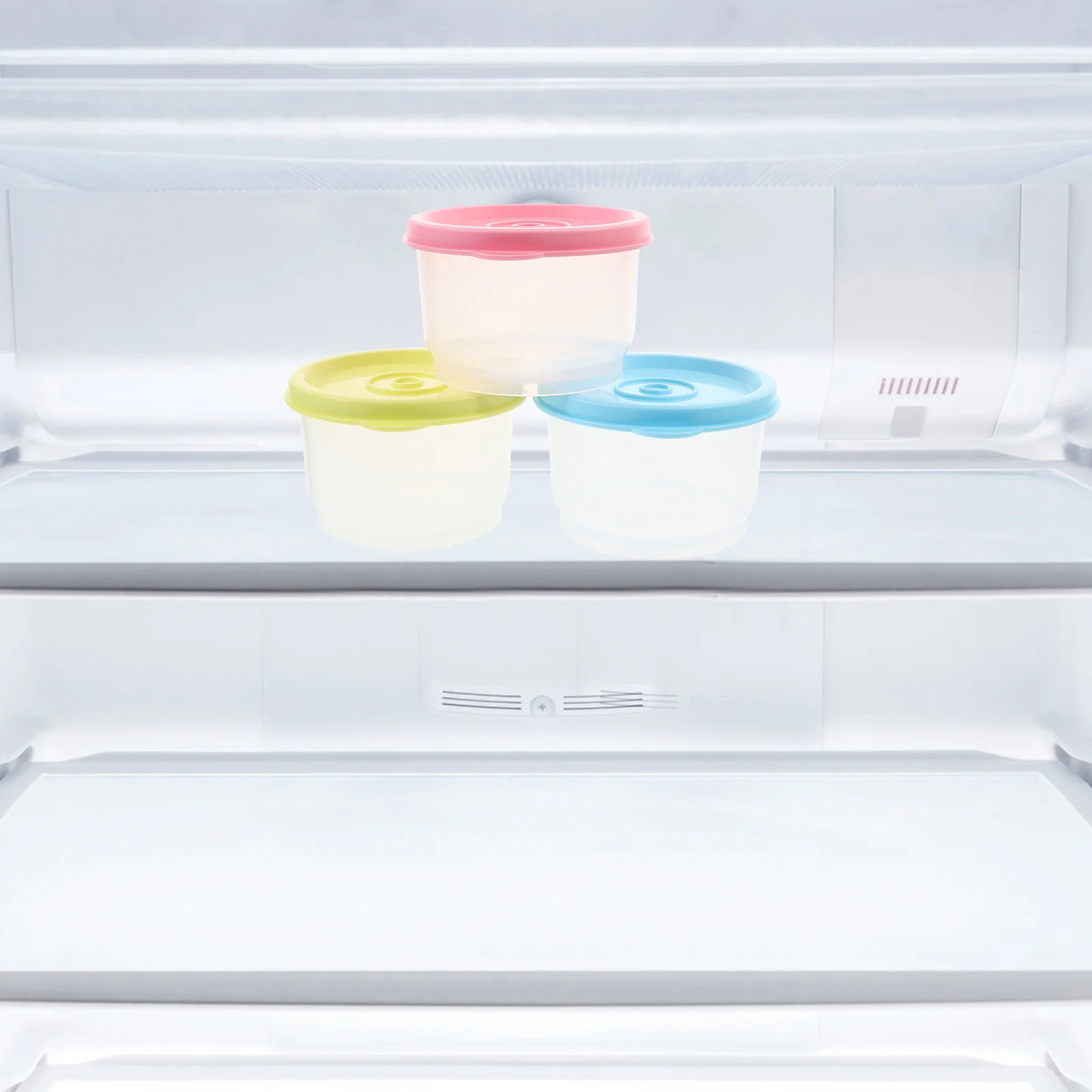 12 個ミニ食品保存ボックスラウンドプラスチック容器蓋付きスナックソース冷蔵庫冷凍庫小型コンパクト再利用可能