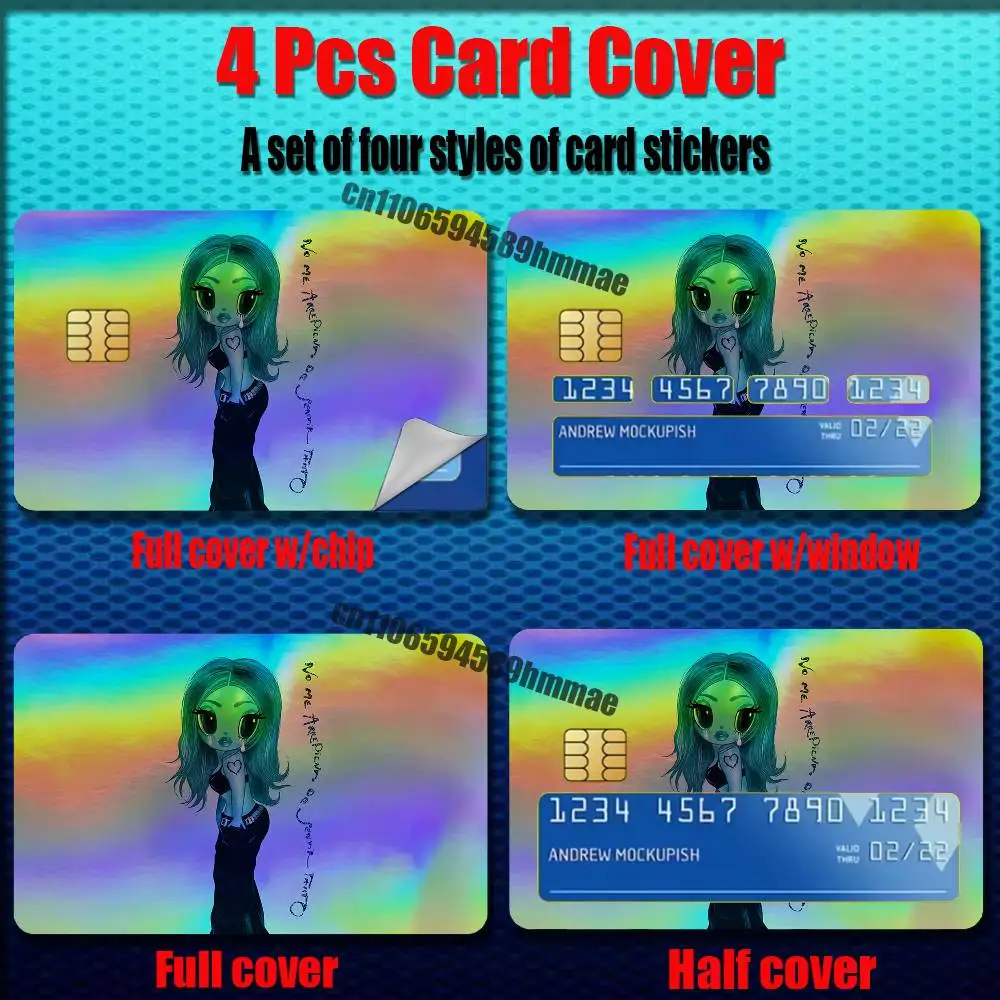 For No Me Arrepiento de Sentir Tanto Karol G Credit Bank Sticker ID Access Card Cover Skin Rainbow Color Laser Stickers Film