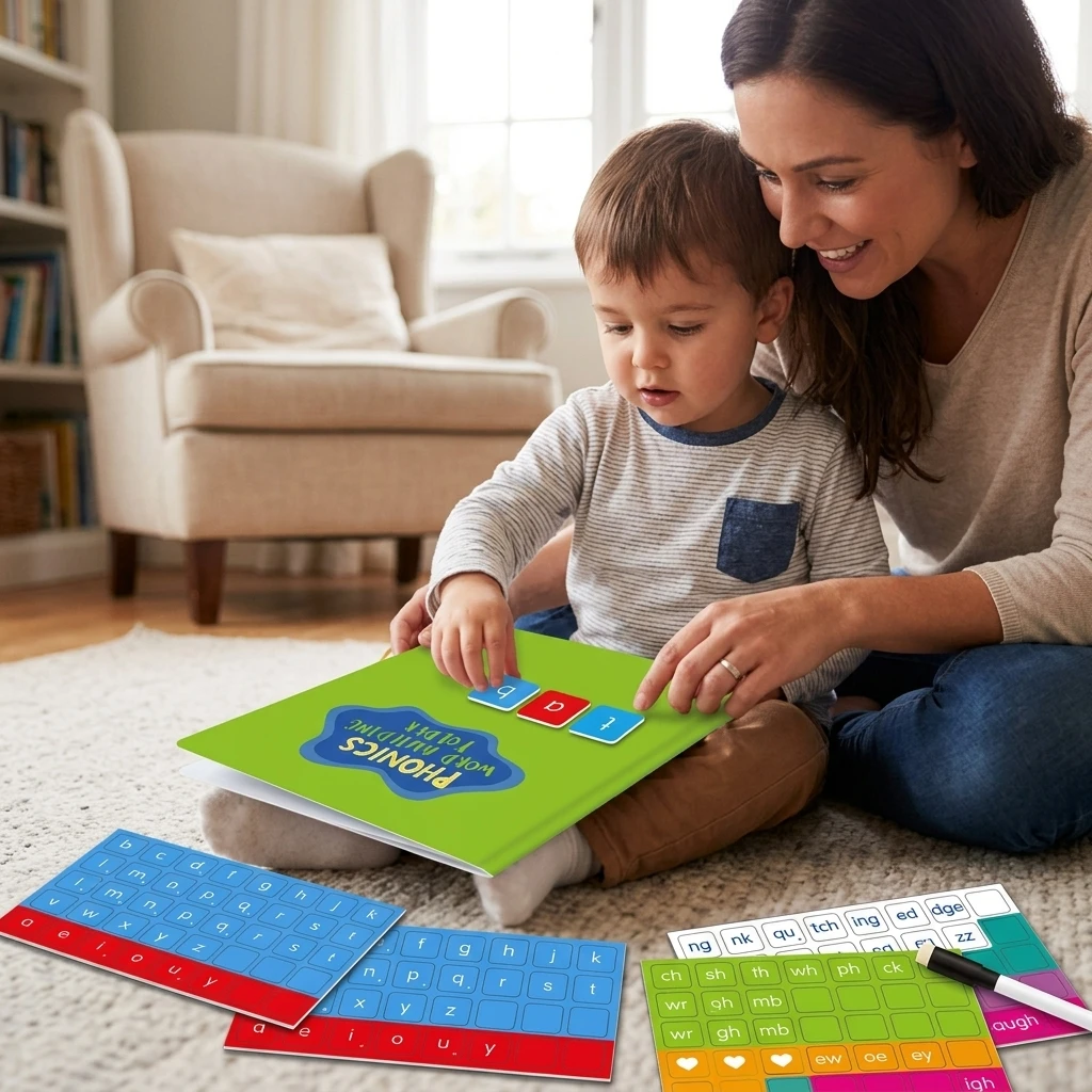 Phonics Learning Set Educational Magnetic Letter Tiles for Kids Home Classroom Spelling Practice Guide Book Pen ABS Toy
