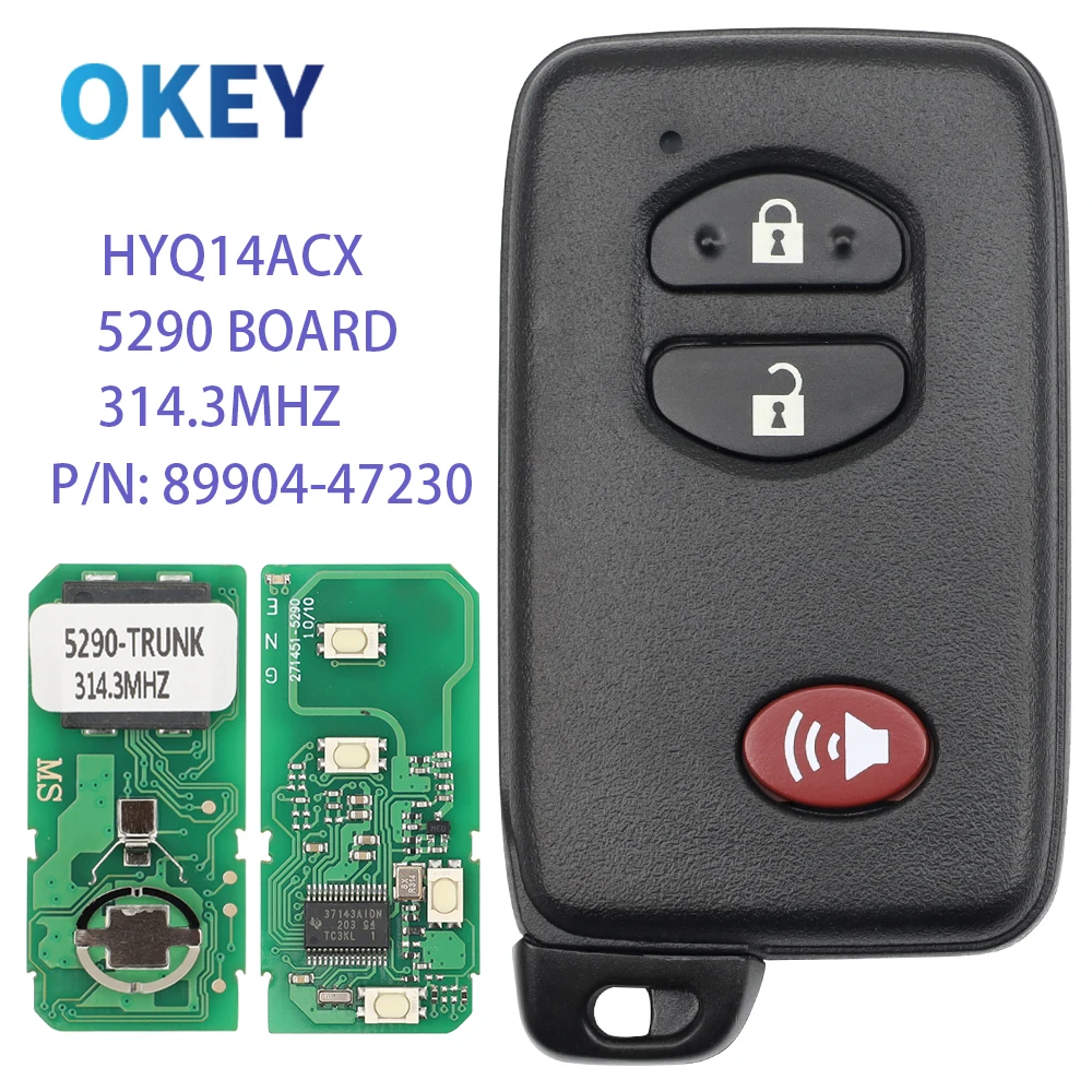 Okey Remote Smart Car Key HYQ14ACX 271451-5290 For Toyota Prius Venza 4 Runnner 2010 2011 2012 2013 2014 - 2016 314.3MHz