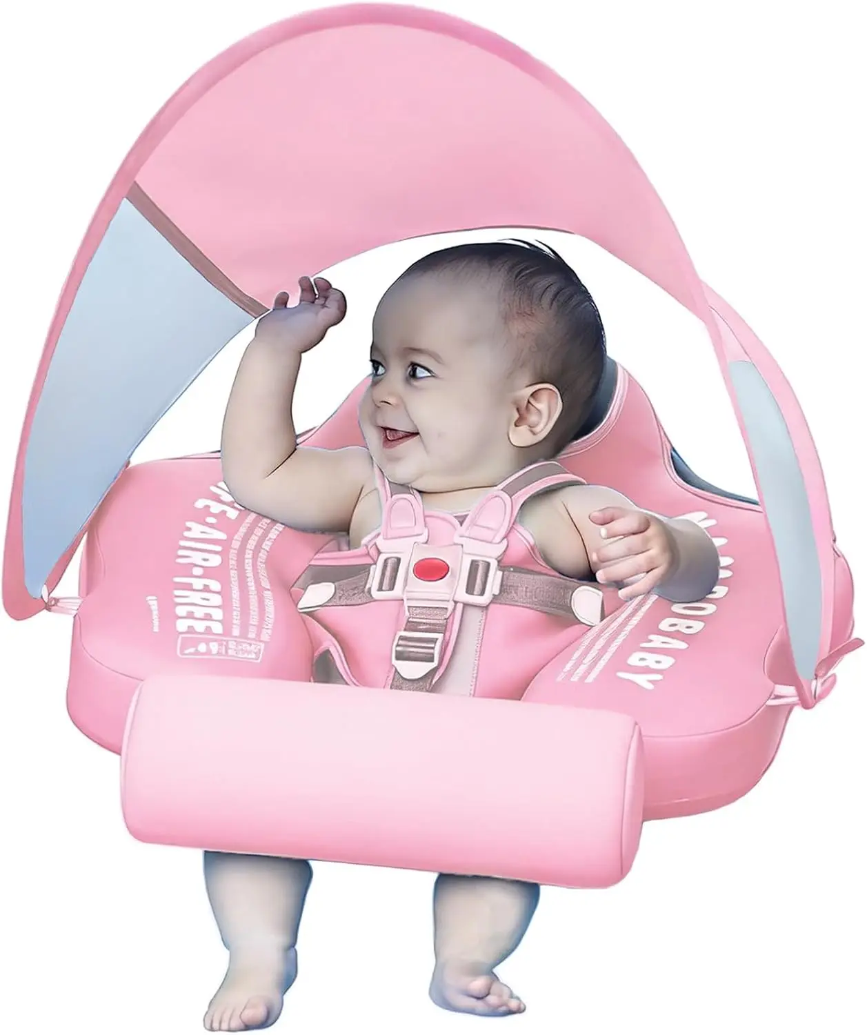 

Non-Inflatable Baby Swim Float with Tail and Canopy, Smart Trainer for Infants 3-24 Months, Pool Ring for Girls and Boys