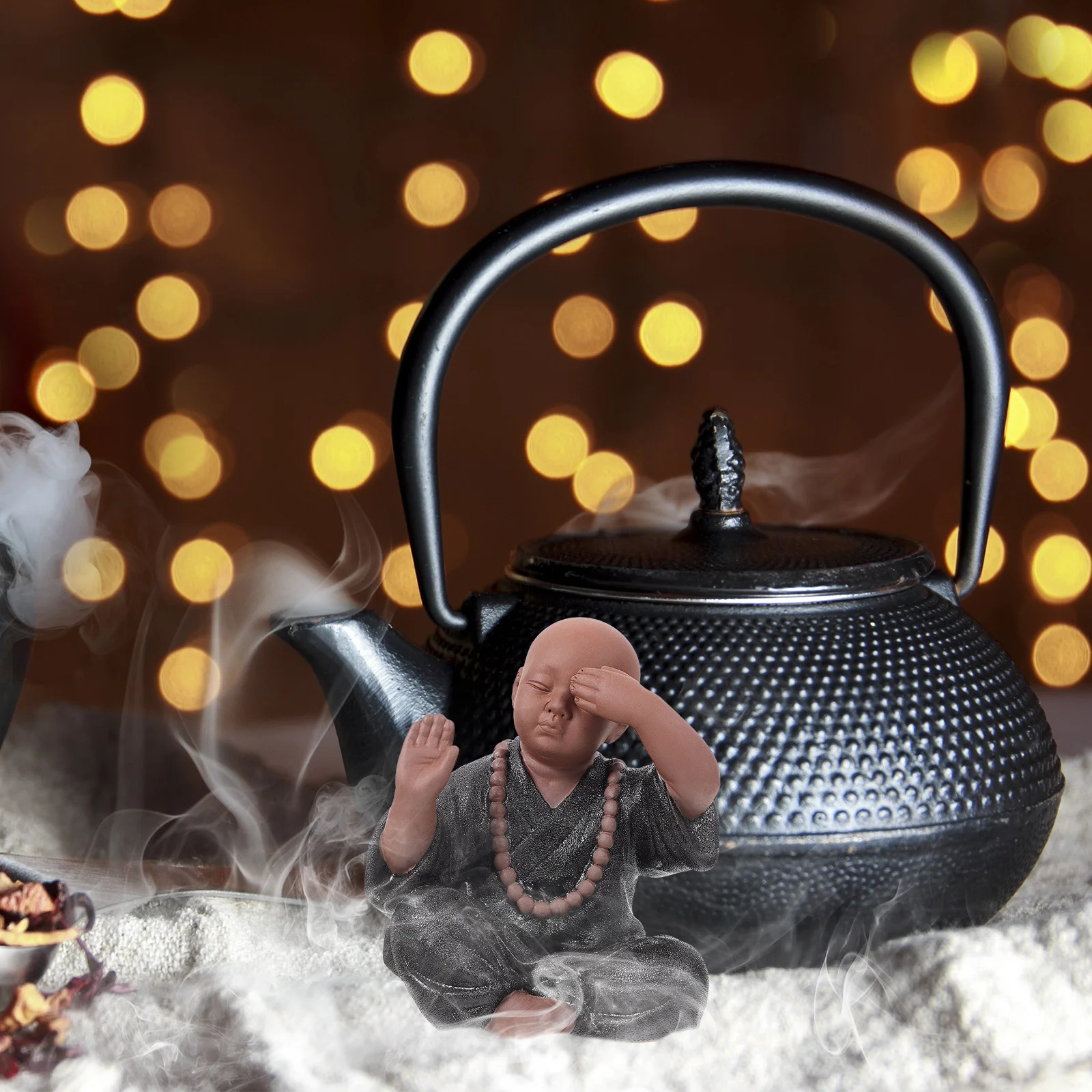 

Miniature Ceramic Tea Pet Buddha Statue Tea Tray Decoration for Home Figurines Monks Statue