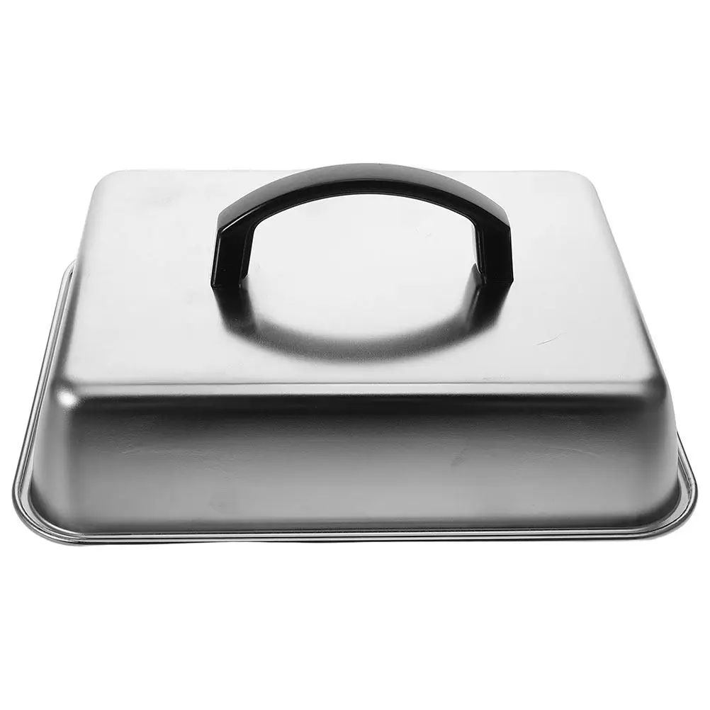 Stainless Steel Rectangular Grill Pan Lid Basting Cover Cheese Melting Dome Steaming Bbq Pot Lid for Steak Western Cuisine