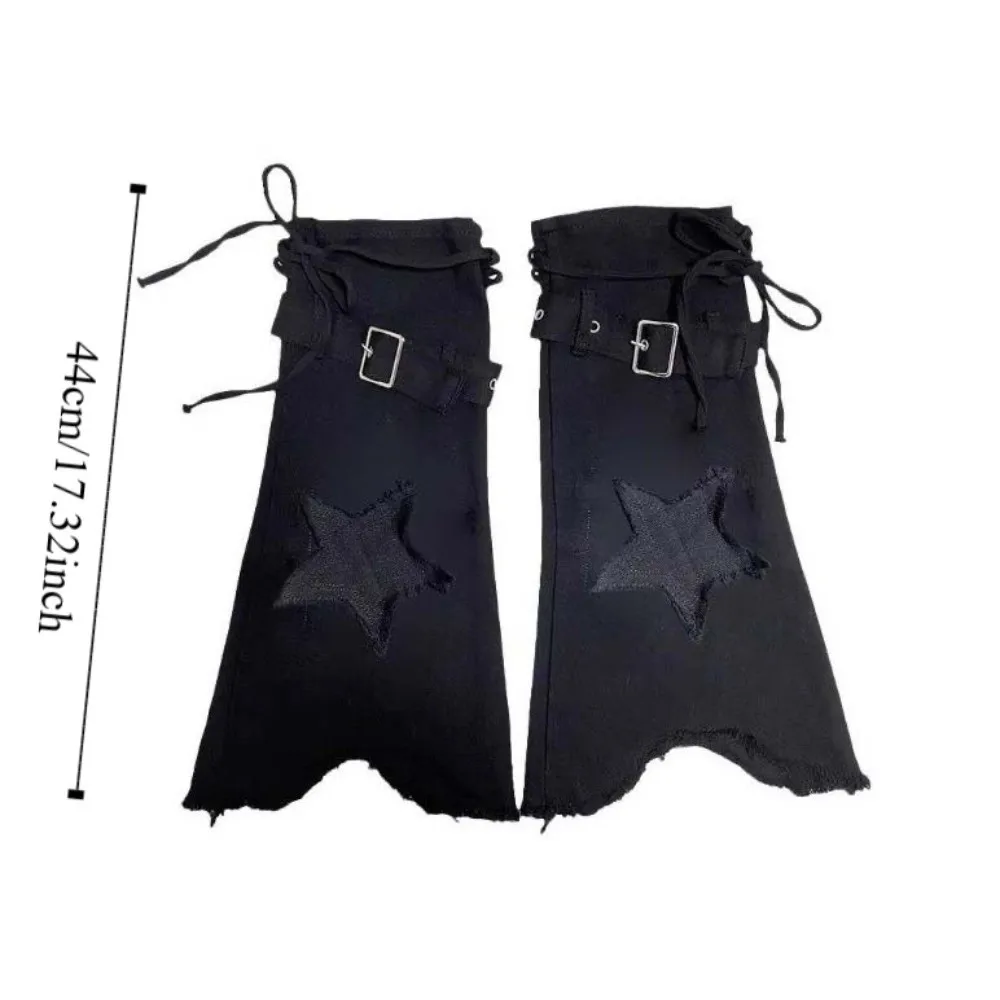 Giapponese JK Lolita Y2K Denim Scaldamuscoli Stelle Panno di jeans Croce Tromba Coprigambe Footcover Pile Up Calzini Calze lunghe Ragazze
