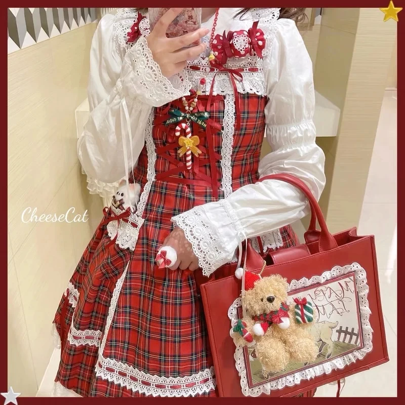 JIAERDI cartoon Lolita Tote Bag damski Harajuku kokardka skórzana różowa torebka damska Vintage duża pojemność damska torba na ramię