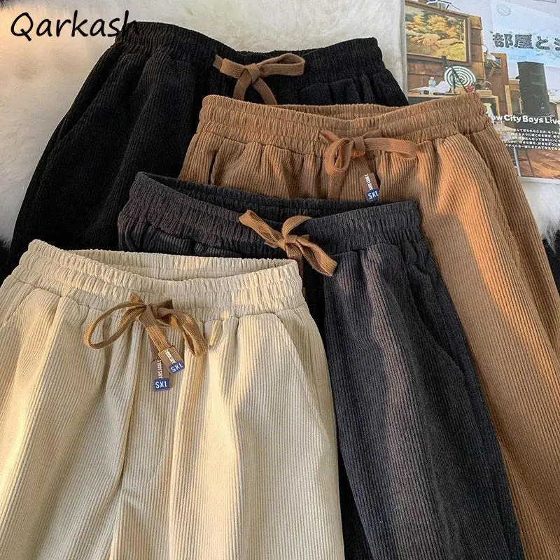 

Pants Women Straight Corduroy Thicker Warm Solid New High Waist Harajuku Street Korean Style Loose Chi Trendy Leisure Students