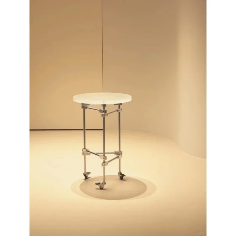 Industrial wind and light shaft moving side table, cart small apartment sofa side table, side table coffee table tea table