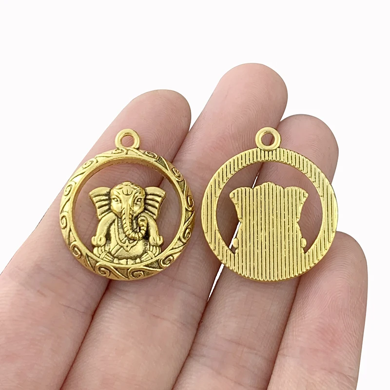 

10 x Antique Gold Color Elephant Ganesha Charms Pendants Beads for DIY Necklace Bracelet DIY Jewelry Making Findings 28x25mm