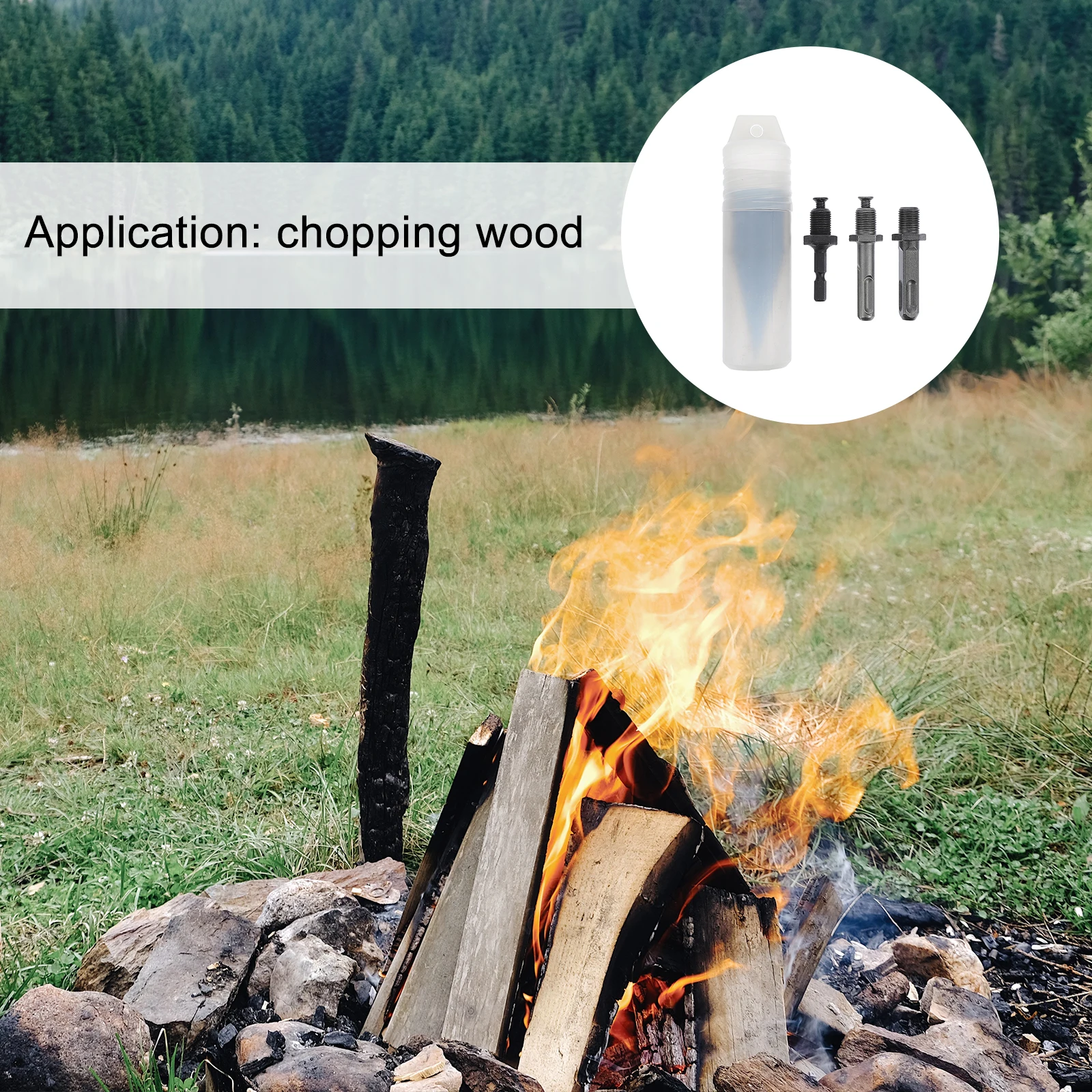 

4Pcs Firewood Drill Bit Kit Electric Splitter Steel Hardened Durable Suitable Family Camping Farm Wood Splitting Save Energy