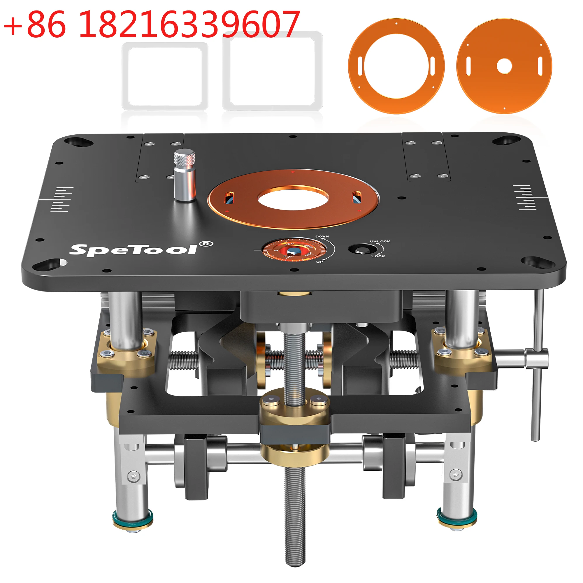 TAO SpeTool Milling Lift for Router with 65-107mm Diameter w/ DIY Template & 3 Magnetic Insert Ring, 9-1/4x11-3/4“  Milling