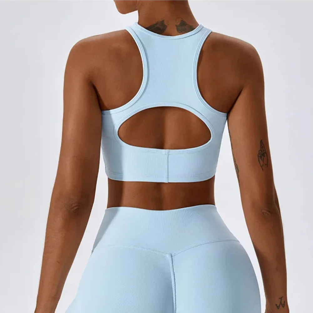 New Women Shockproof Gathered Fitness Push Up Female Underwear Crop Tops Run Gym Workout Sports Bra Fixed Cups Yoga Vest Tops