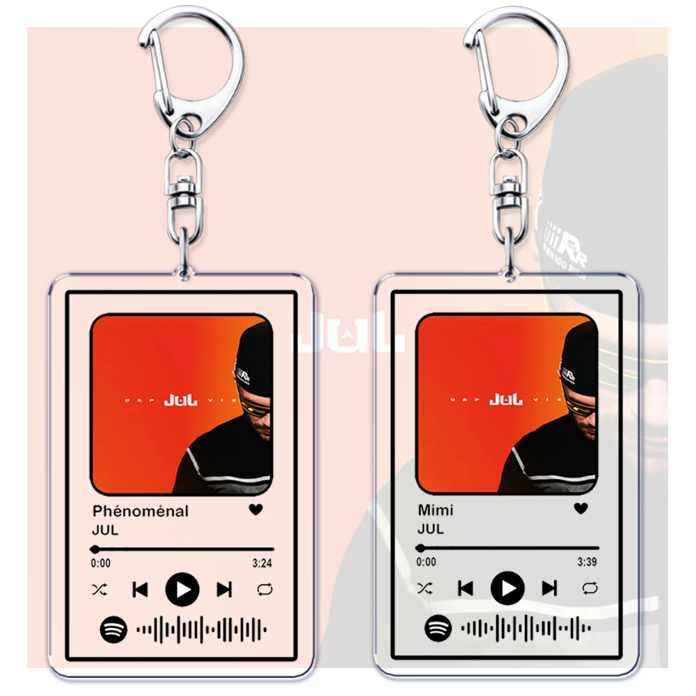 Hot French Marseille Rapper JUL Music Keychains for Women Accessories Bag D&P À Vie Songs Playlist Code Keying Jewelry Fans Gift