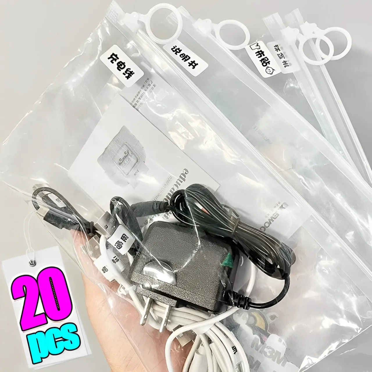 20pcs A5 Clear Storage Bag Zipper Punch Portable File School Supplies Holder Cosmetic Organizer Pocket Travel Bags Category Desk