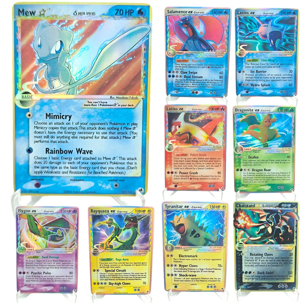

9 шт./компл. DIY 2006 PTCG EX DRAGON FRONTIERS Золотая Звезда Чаризард Mew Holo Коллекция Фольгированная игрушка-карта