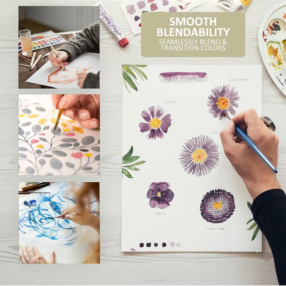 وسادة ورق ألوان مائية A5/A4/A3، 140 رطل/300 جرامًا للمتر المربع، 20 ورقة، مضغوطة على البارد، خالية من الأحماض، ورق رسم فني للرسم بالألوان المائية #4