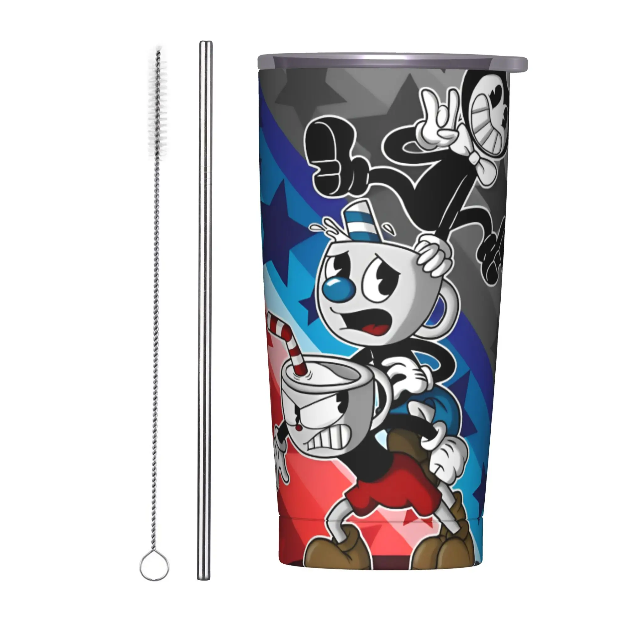 Cuphead Game Tumbler Vacuum Insulated Don't Deal with the Devil Thermal Cup Vacuum Flask Office Home Mug Hot Cold Drink, 20oz