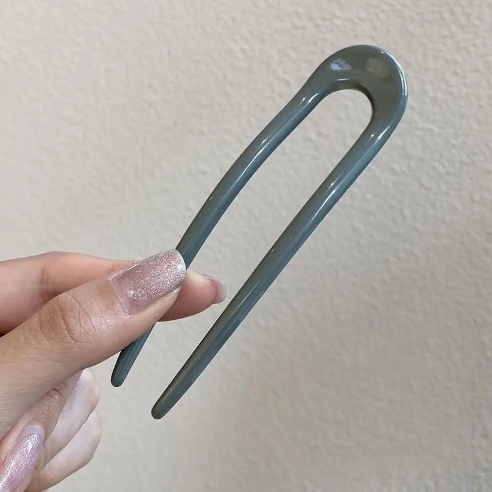 Retro PVC New Chinese Style Hairpin Chinese Style U-shaped Design U-shaped Hairpin Multi-color Hair Comb Female