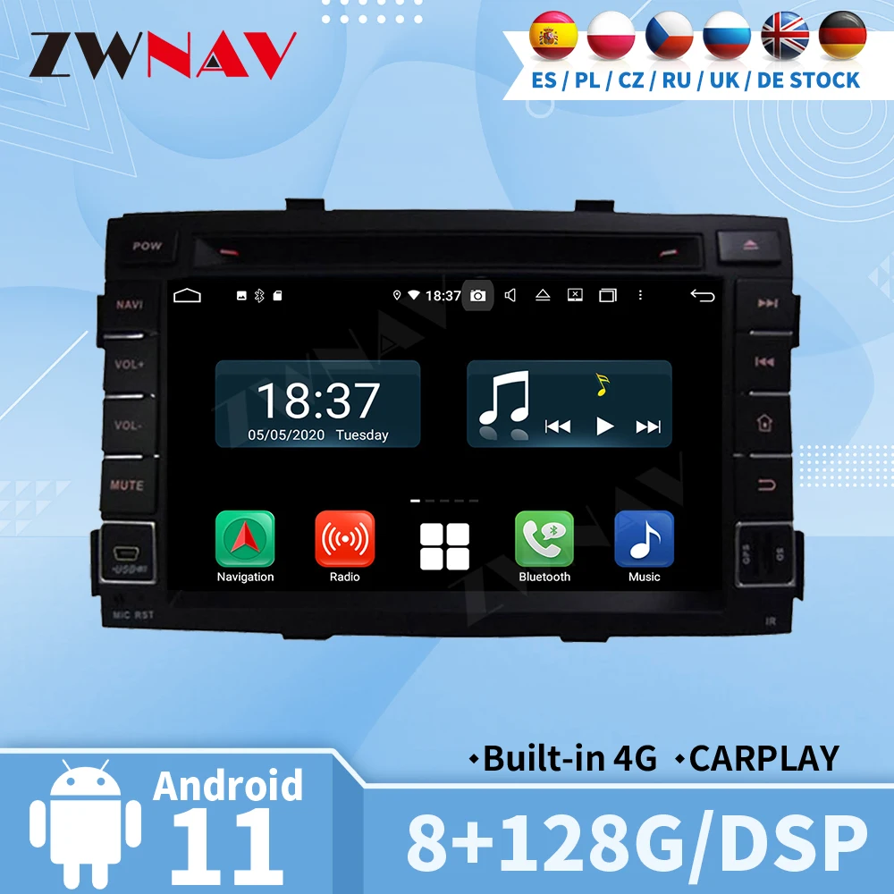 Carplay Radio Bluetooth Video For KIA SORENTO 2010 2011 2012 GPS Automotive Multimedia Central 2 Din Android Auto Screen Stereo